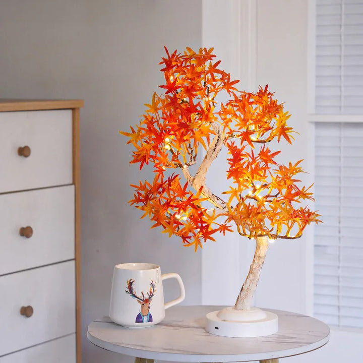 LED Lönnlöv Bonsai Träd Nattlampa – Dekorativ Bordslampa för Vardagsrum och Sovrum |
