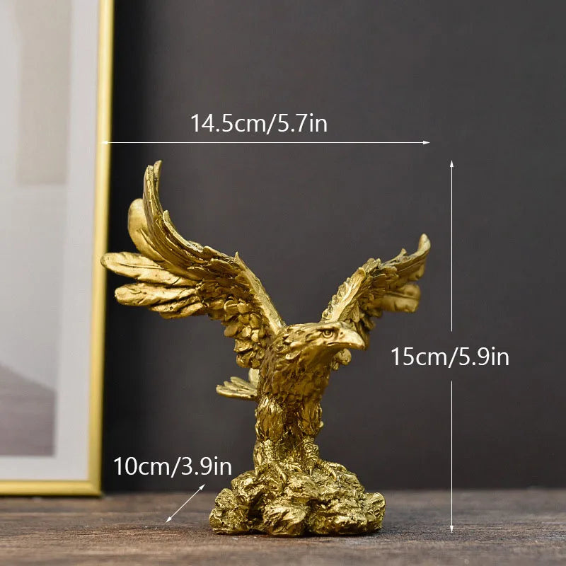 Resin Golden Eagle Statue Art Animal Model Collection Ornament Hemmakontor Skrivbord Feng Shui Dekor Figurer enkel