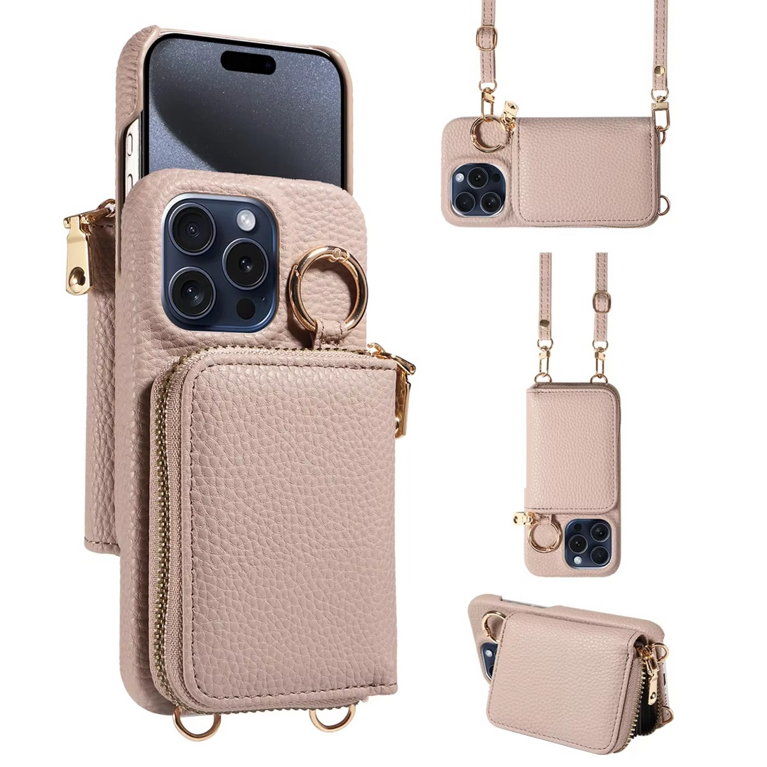 Premium Läder Multi-Funktion iPhone Fodral med Anti-Degaussing Skydd