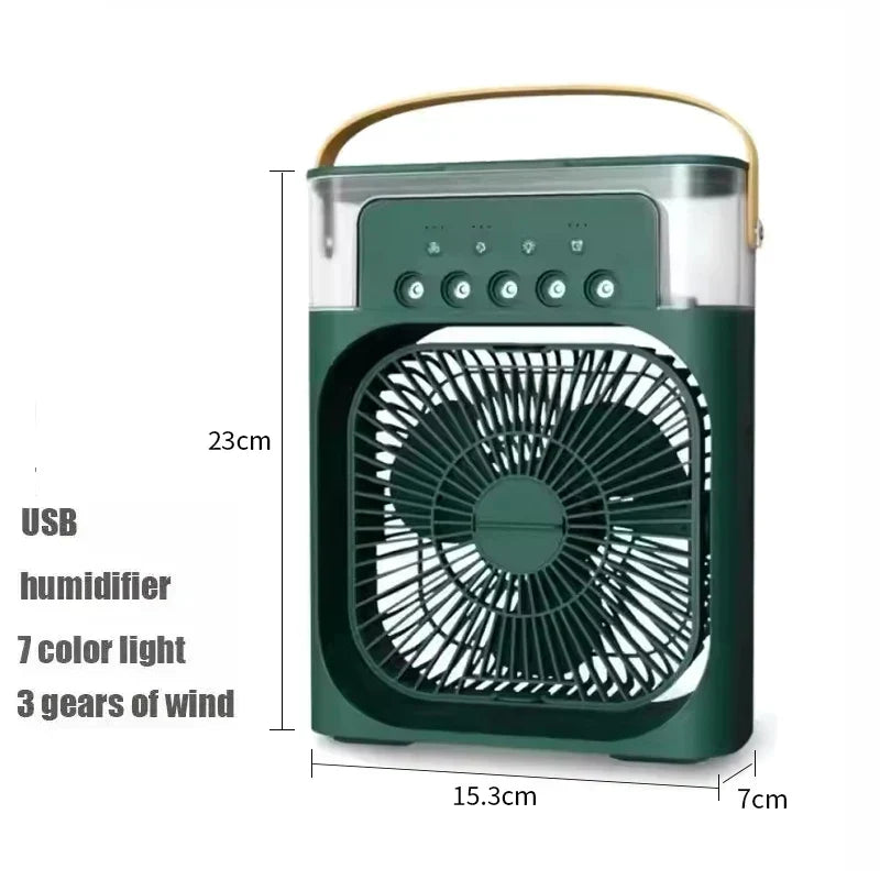 3-i-1 Mini Luftkylare Fläkt – Bärbar Hemluftkonditionering med LED Nattljus, Luftrenare och Justerbar Luft för Hemmet &amp; Kontoret |
