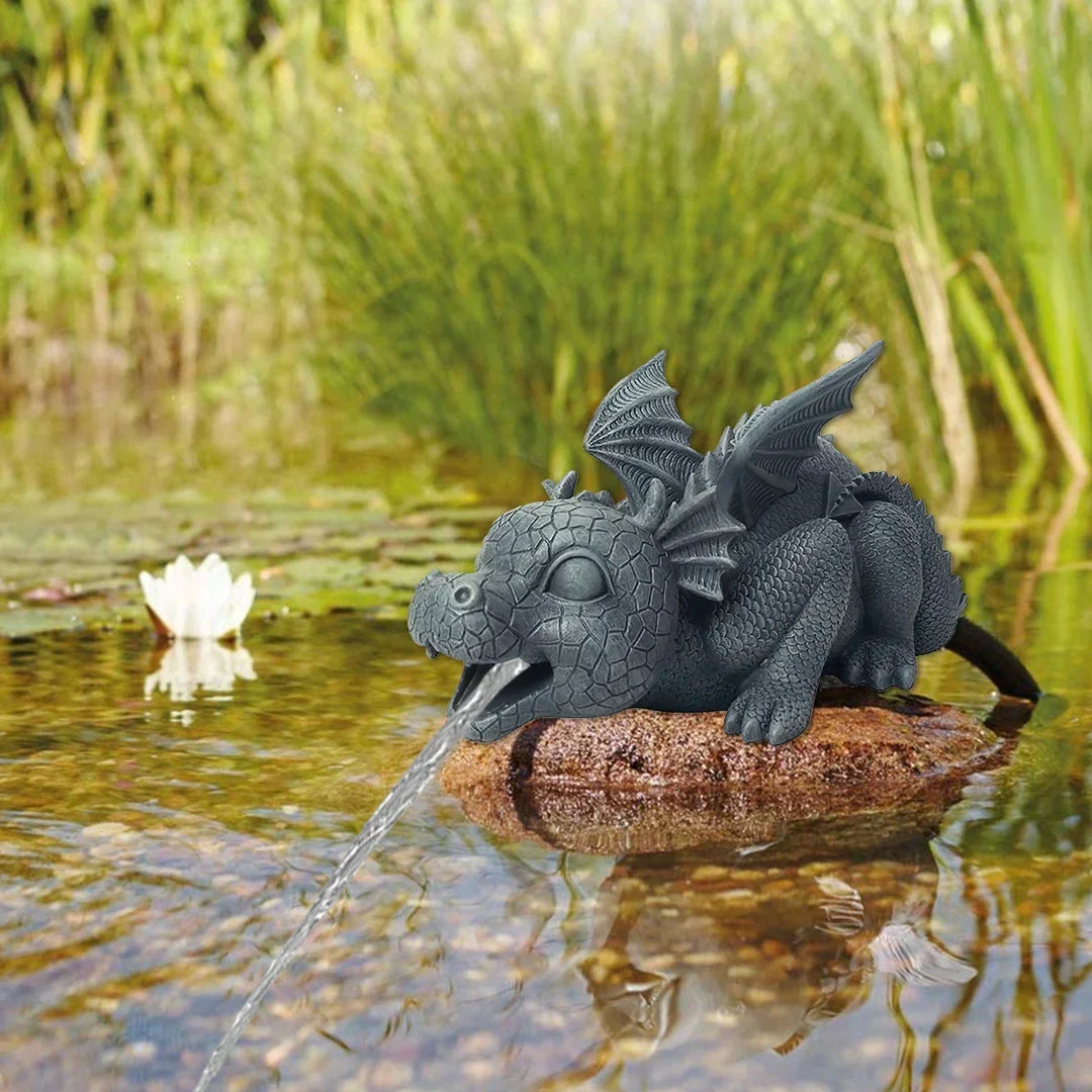Vattensprutande drakstaty av resin Väderbeständig Realistiska vattensprutande scener resin trädgårdsdekoration