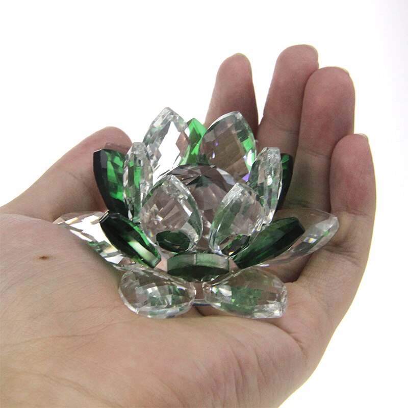 Kristall Lotus Blomma Hantverk Glas Pappersvikt Heminredning Ornament Figurer Hem Bröllop Fest Dekor Gåvor Souvenir