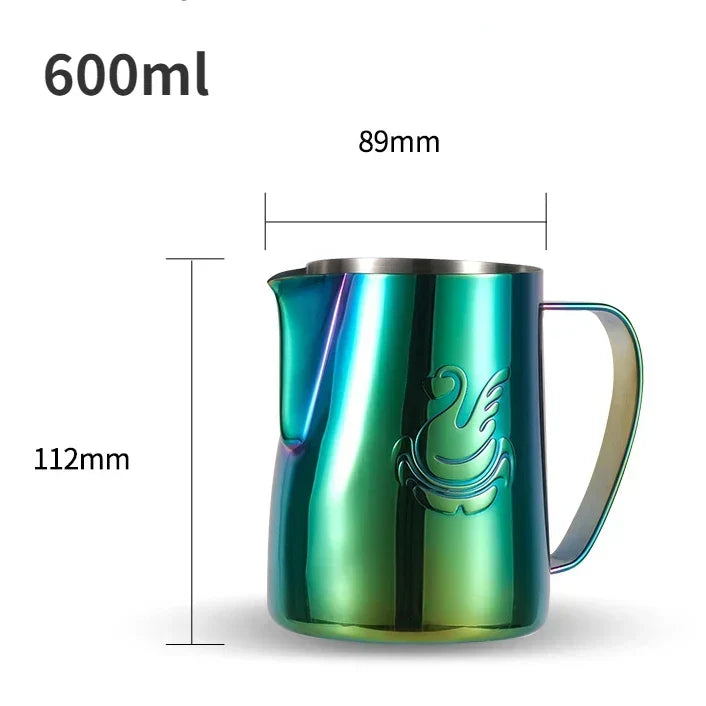600 ml rostfri kaffekanna mjölkskummare kopp gräddmaskin espresso latte art verktyg elegant svan