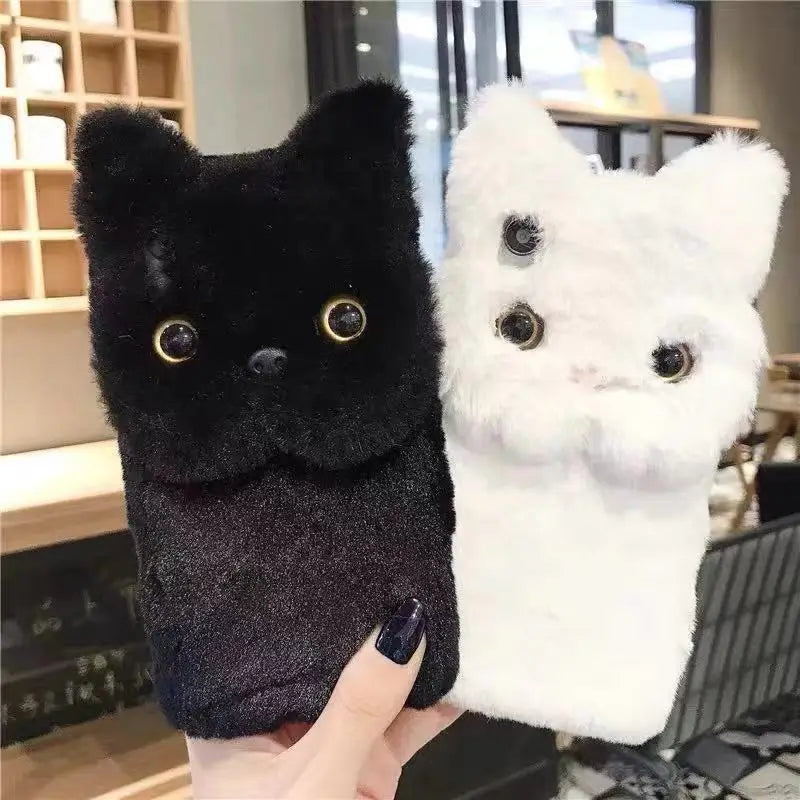 Fluffig Katt Varm Plush Fluffig iPhone Fodral