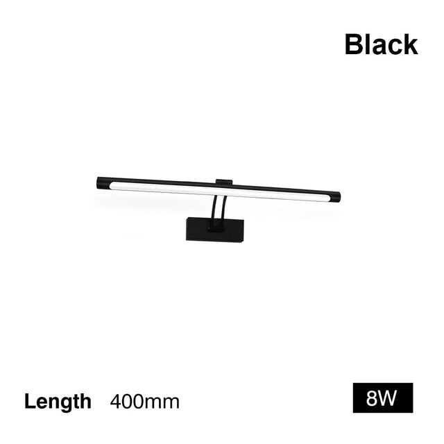80-100cm LED vägglampa - Modern svart/silver vägglampa för badrummet, internt monterad bildlampa
