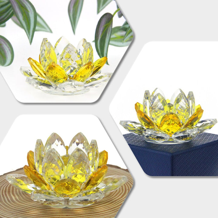 Kristall Lotus Blomma Hantverk Glas Pappersvikt Heminredning Ornament Figurer Hem Bröllop Fest Dekor Gåvor Souvenir