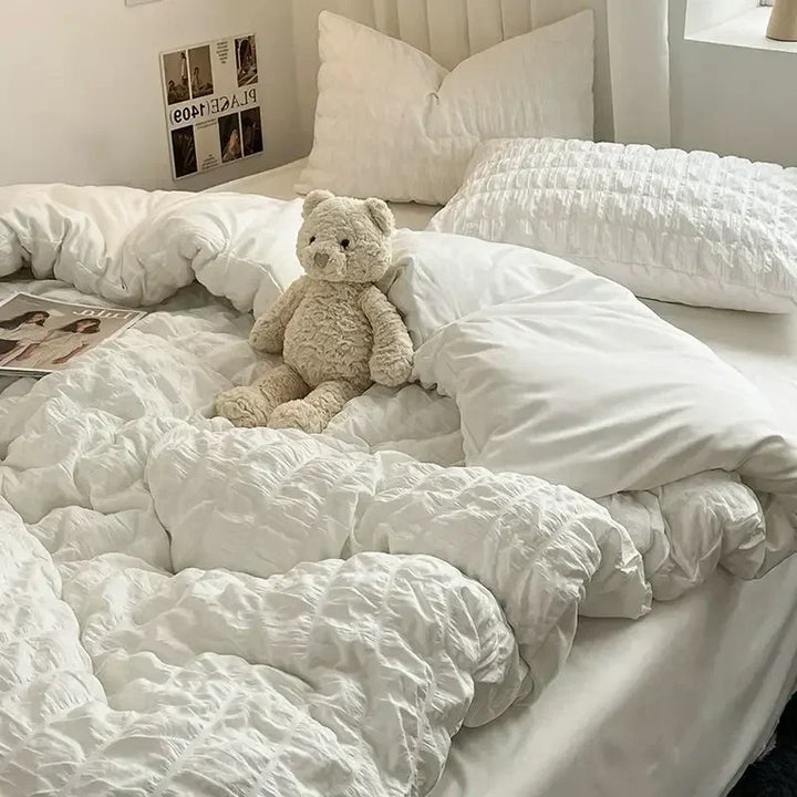 ChicParis | Seersucker Sängkläder Set – Lätt, Mjuk &amp; Elegant Fransk Stil Duvet Täcke Set
