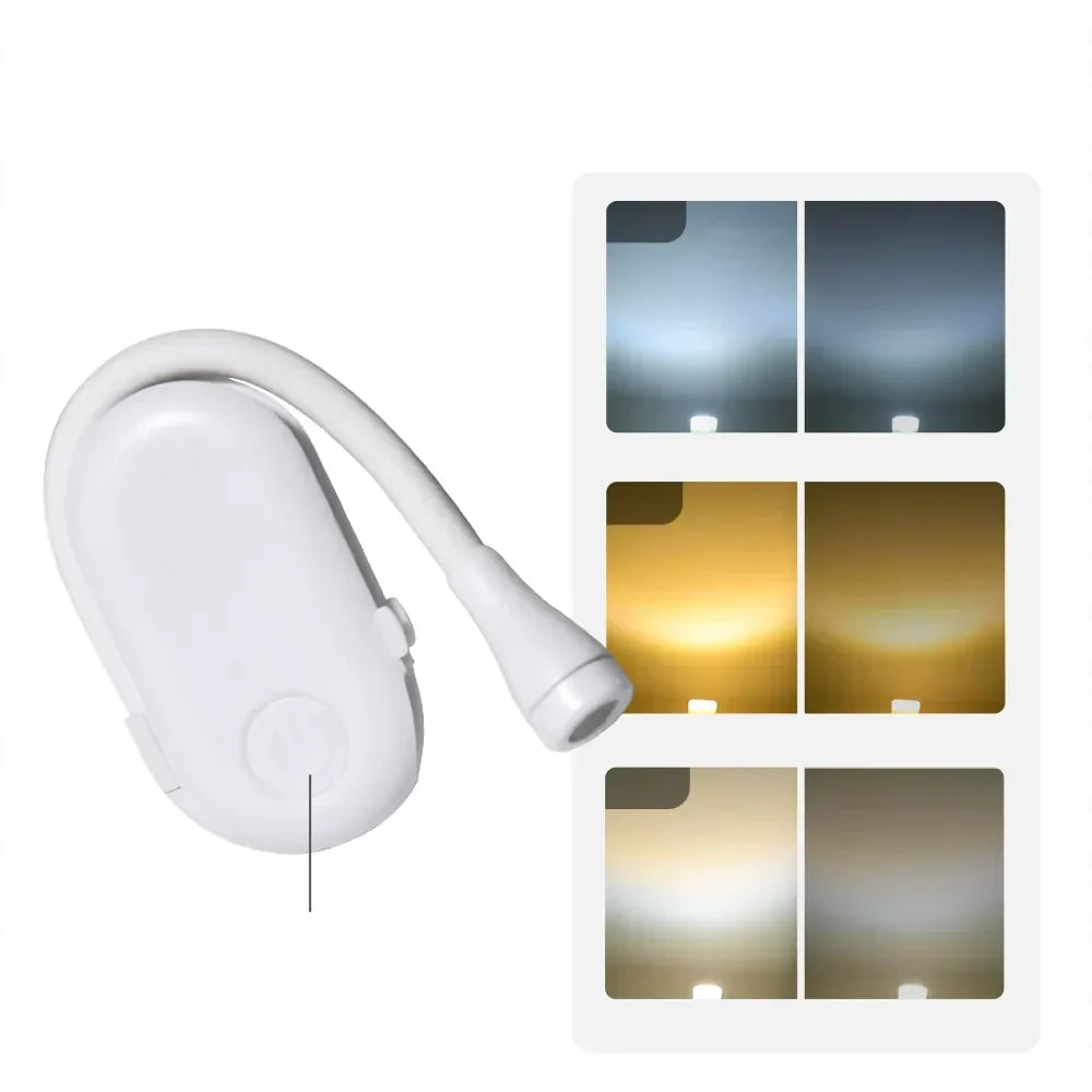 Mini Boklampa - Portabel Klämlampa med USB-laddning, Dimbar LED för Sovrum, Ögonvänlig och Camping - 360° Vridbar Klämlampa för Böcker