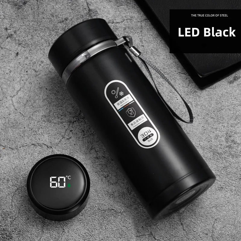 800ml-1L Rostfritt Stål Termos – Bärbar Vakuumflaska med LED Temperaturdisplay