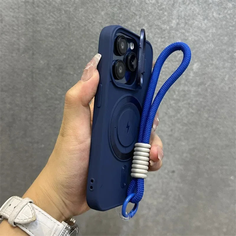 Magnetisk Mjuk Handleds Stativ Linsskydd iPhone Fodral