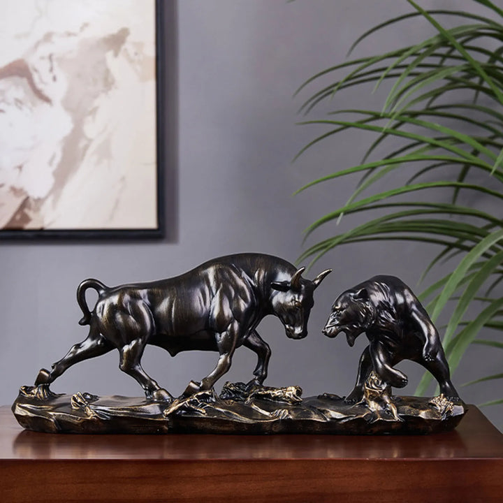 Feng Shui Björn- och Tjurstaty, Tjurfigur, Samling av Konstverk med Djur