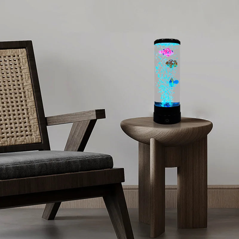 Simulerad LED färgglad stor bubbel fiskljus akvarium tank USB nattljus för hem, skrivbord, sovrum, vardagsrum
