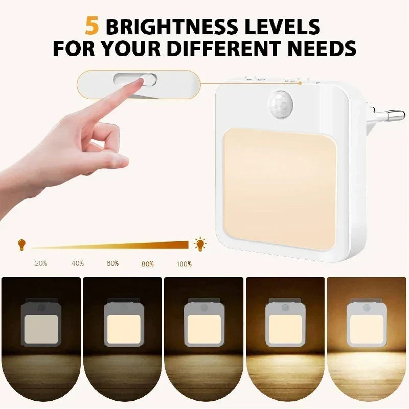 Sensilux Mini LED Nattlampa | Med Rörelsesensor | Varm &amp; Kall Vit | För Hall, Sovrum &amp; Badrum