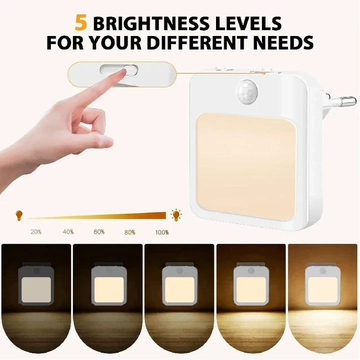 Sensilux Mini LED Nattlampa | Med Rörelsesensor | Varm &amp; Kall Vit | För Hall, Sovrum &amp; Badrum
