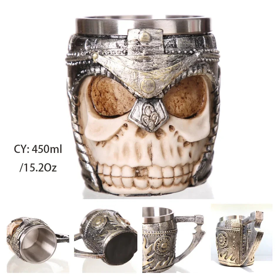 Medeltida Drak Resin Rostfritt Stål Mugg som Kaffe Mugg eller Te Mugg