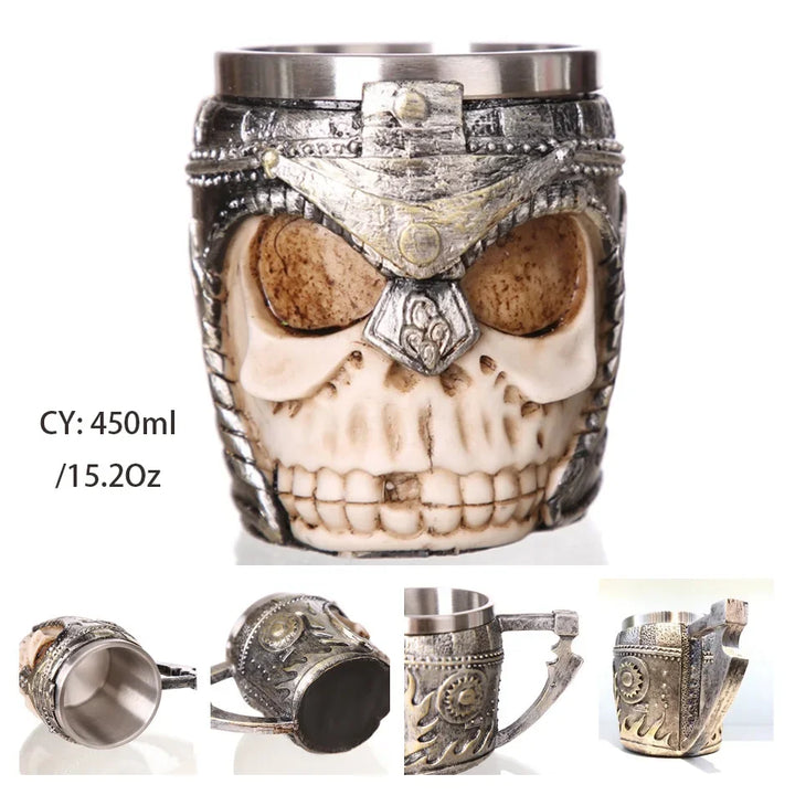 Medeltida Drak Resin Rostfritt Stål Mugg som Kaffe Mugg eller Te Mugg