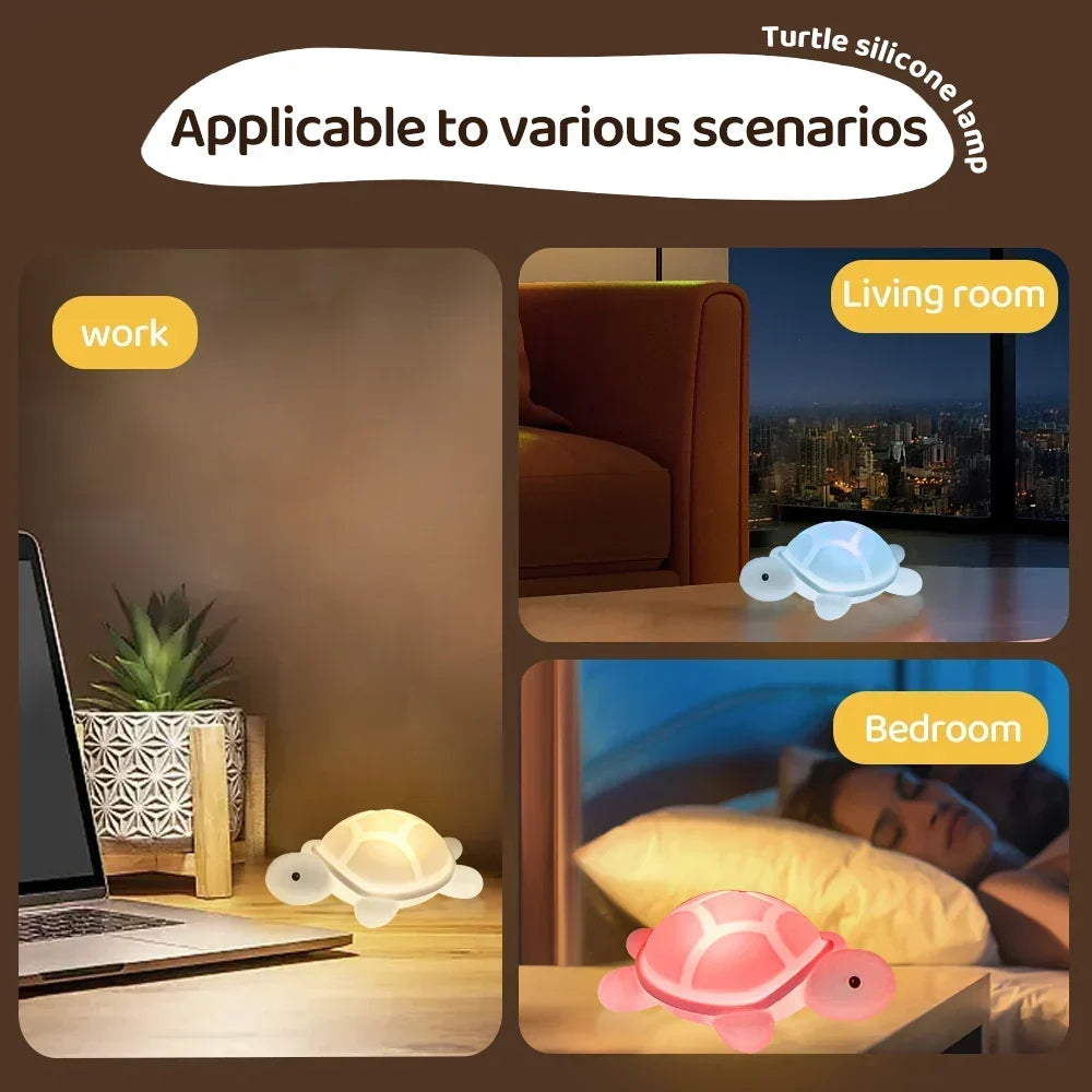 ShellGlow LED Nattlampa | Söt Sköldpadda | Mjuk Silikon | Färgskiftande &amp; Varm Ljus | USB-C Uppladdningsbar | 10.2 × 15.8 × 6.1 cm