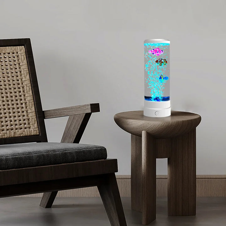 Simulerad LED färgglad stor bubbel fiskljus akvarium tank USB nattljus för hem, skrivbord, sovrum, vardagsrum