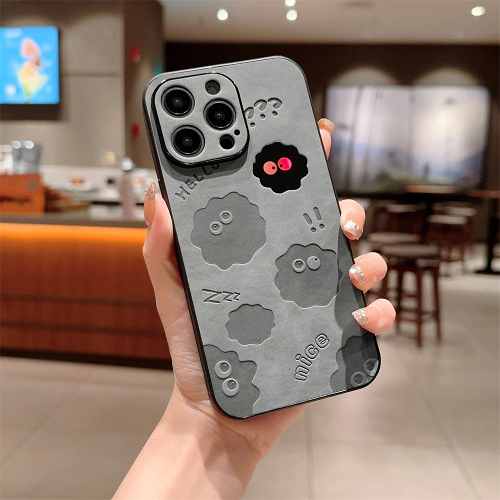 Söt Monster Stötbeständig Läder iPhone Fodral