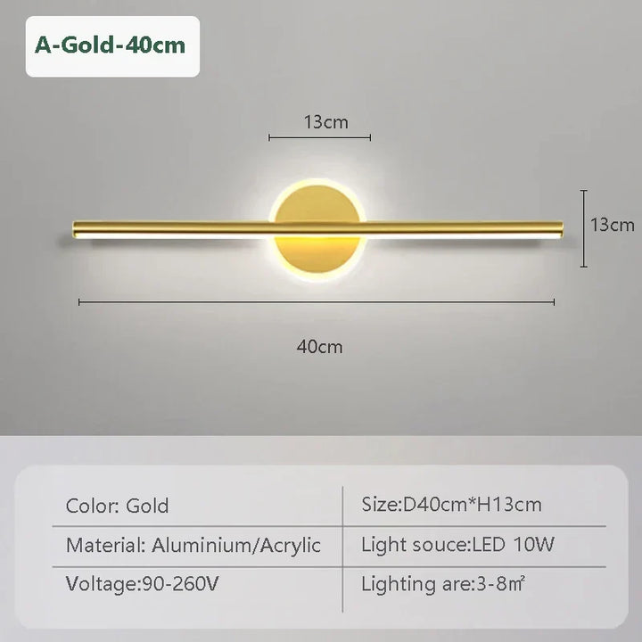 LED Vägglampa LineaLux | Svart &amp; Guld | 40/60/80 cm | Varm, Kall &amp; Tre-färgs Ljus | Modern Spegel &amp; Väggbelysning