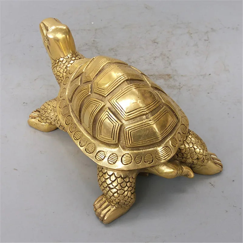 Brons Feng Shui Sköldpadda Staty Lyckodjur Skulptur för Långlivad Hem Kontor Dekoration Figurin Gåva Studie Ornament