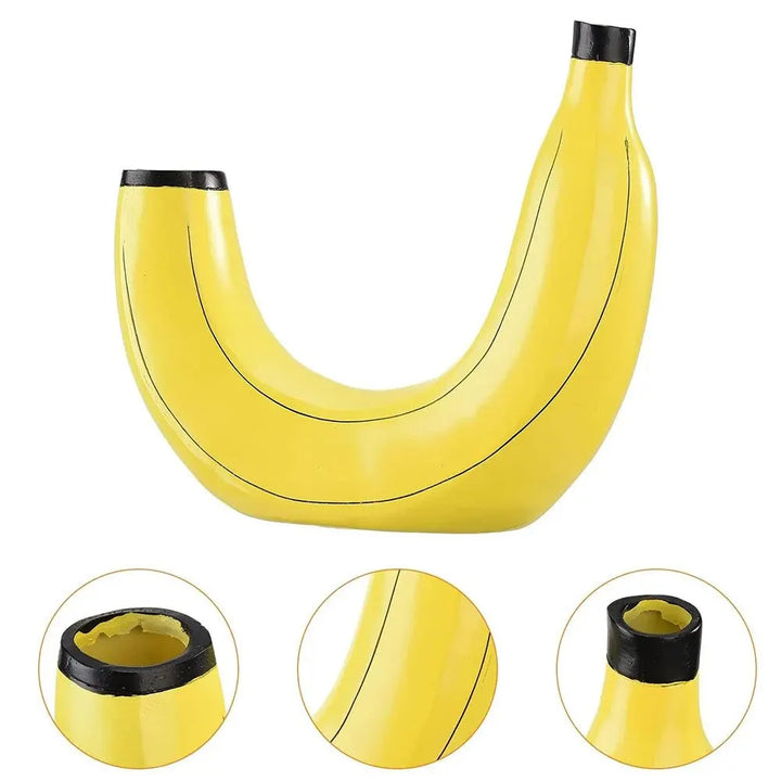 Bananvas, blomvas gjord av resin, söt bananform, dekorativ bordsvas för blomsterarrangemang, vardagsrum, sovrum, heminredning