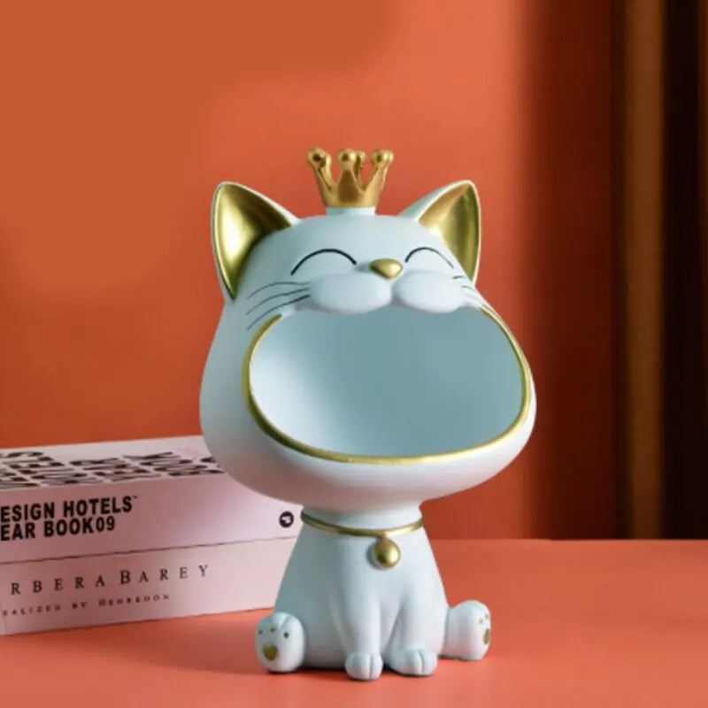 Fortune Crown Big Mouth Cat Entrance Nyckelhållare Dekorativ Ornament, Lätt Lyxig Inflyttningspresent Skulptur