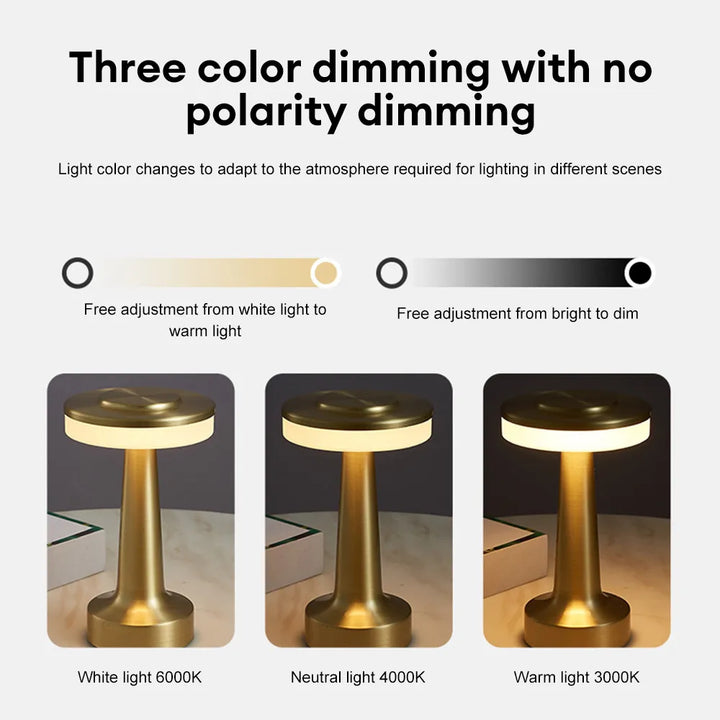 Retro LED Bordslampa USB Uppladdningsbar Oändligt Dimbar Nattlampa Campinglampa Lämplig För Bar, Sovrum, Ambient Belysning