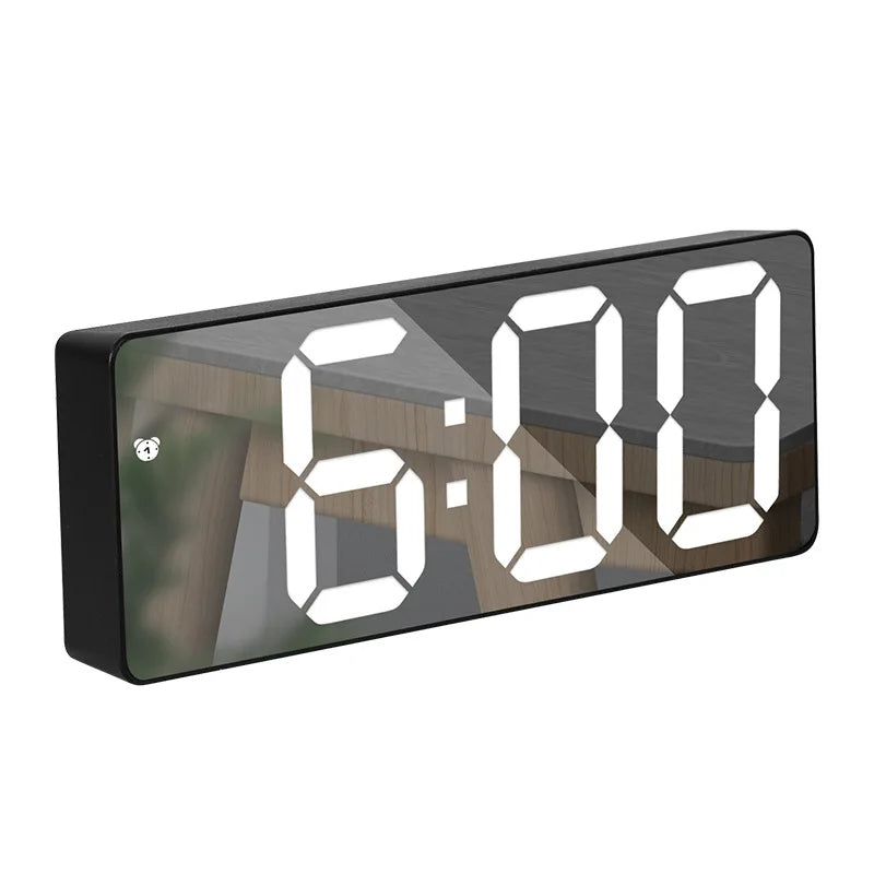 Modern elektronisk spegelväckarklocka med LED-display, väckarfunktion och temperaturvisning – Stilig digital klocka för sovrum och kontor |