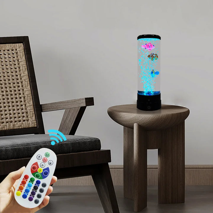 Simulerad LED färgglad stor bubbel fiskljus akvarium tank USB nattljus för hem, skrivbord, sovrum, vardagsrum
