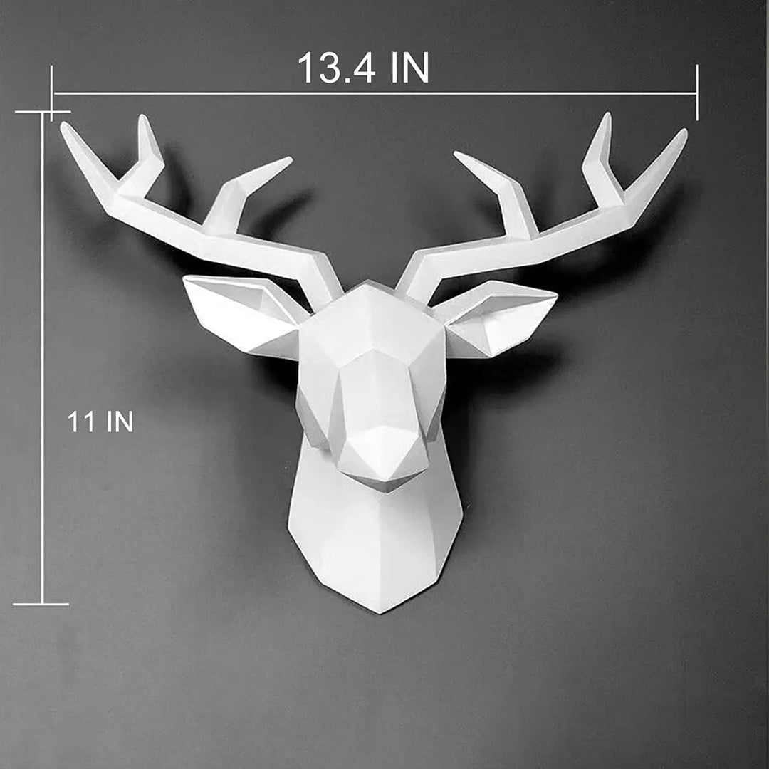 3D-Hjorthuvud Skulptur, geometrisk resin, djurhjorthuvud väggdekoration, modern heminredning, lyxig dekorativ väggdekoration