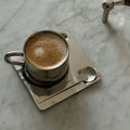 Kaffekopp och Bricka i Rostfritt Stål