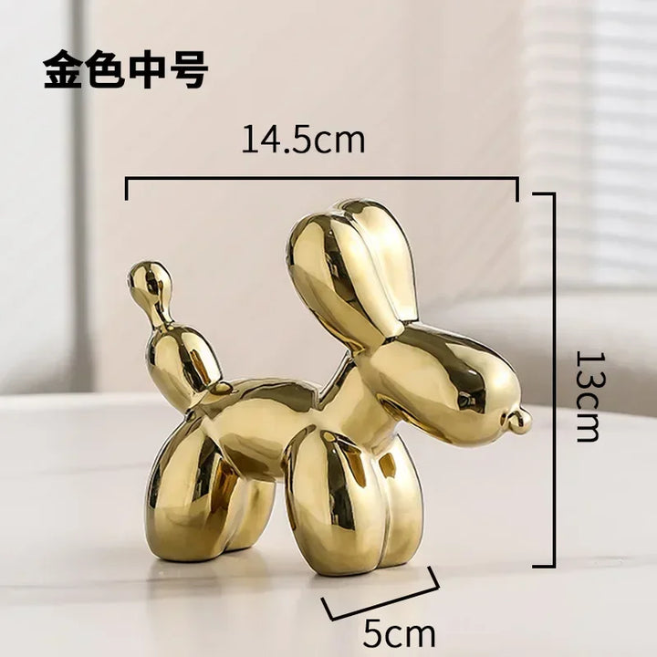 Nordisk Keramisk Ballonghund Skulptur Guld Djurdekorationer Staty Vardagsrumsprydnad Kreativ Skrivbordsprydnad Heminredning