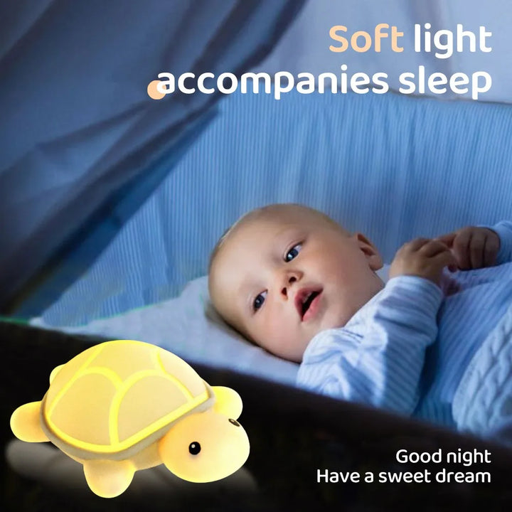 ShellGlow LED Nattlampa | Söt Sköldpadda | Mjuk Silikon | Färgskiftande &amp; Varm Ljus | USB-C Uppladdningsbar | 10.2 × 15.8 × 6.1 cm