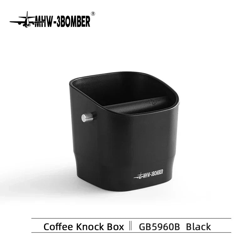 0.9–1.2 l Espresso knock box, avtagbar knock bar och halkfri bas, fyrkantig kaffesumpavfall, barista skrivbordstillbehör