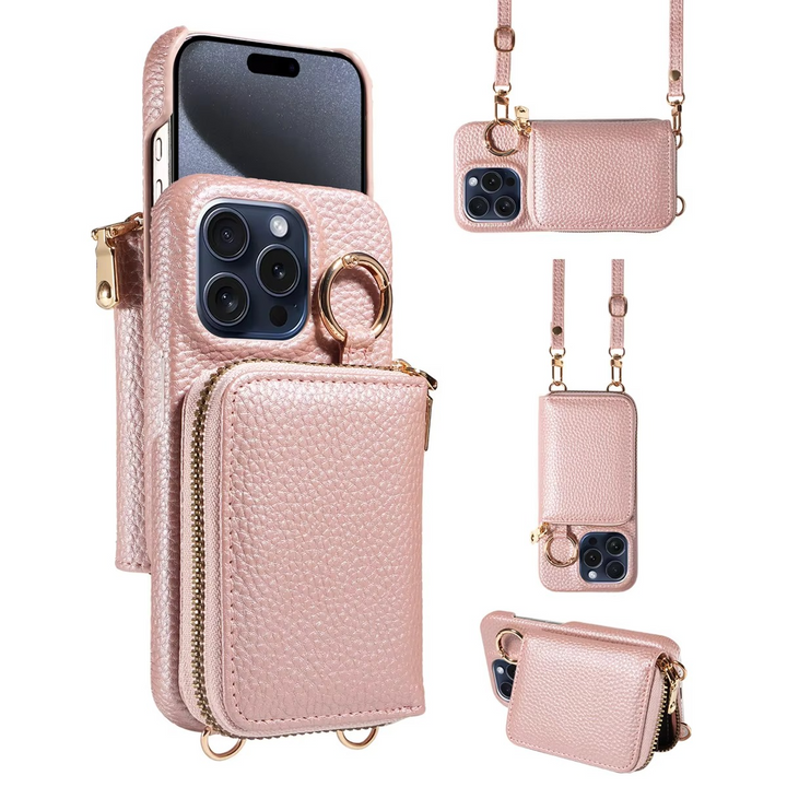 Premium Läder Multi-Funktion iPhone Fodral med Anti-Degaussing Skydd