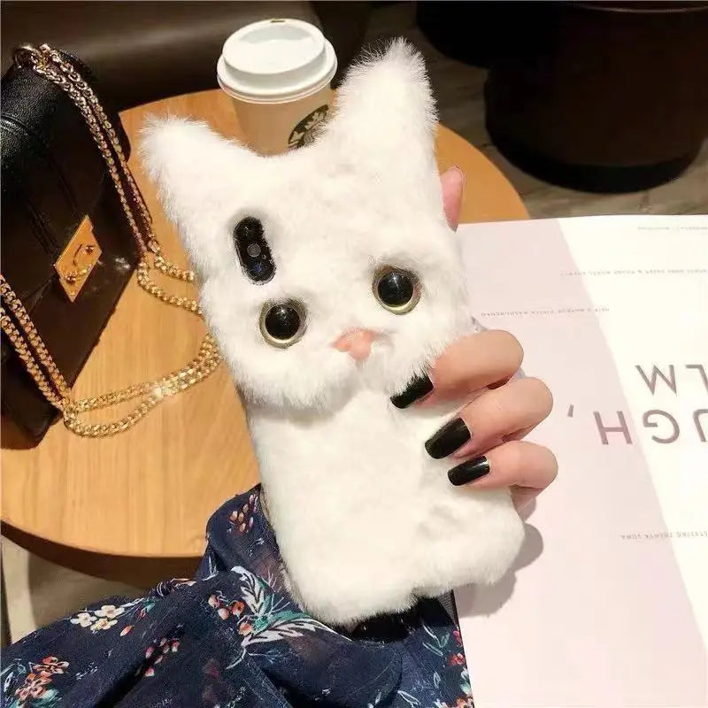 Fluffig Katt Varm Plush Fluffig iPhone Fodral