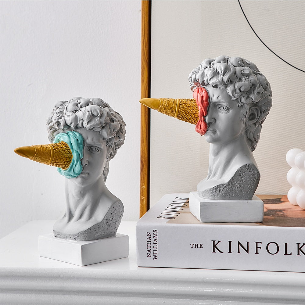 David Figur med Glass Heminredningsskulptur
