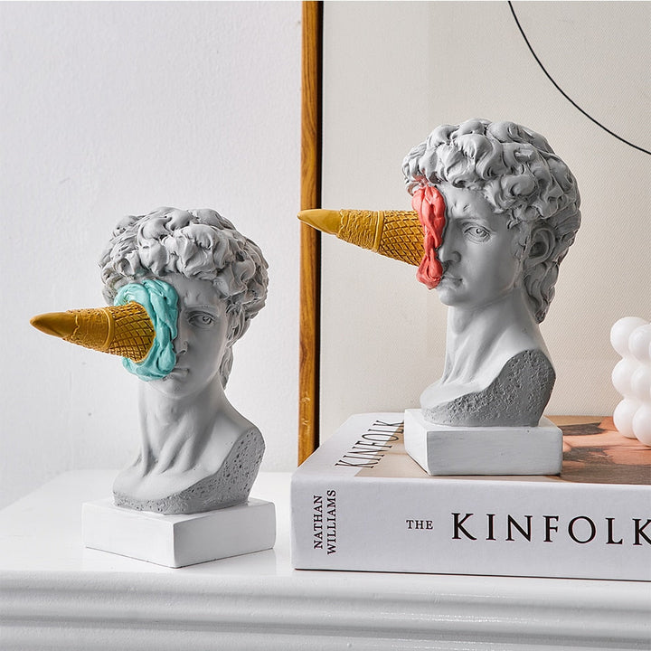 David Figur med Glass Heminredningsskulptur