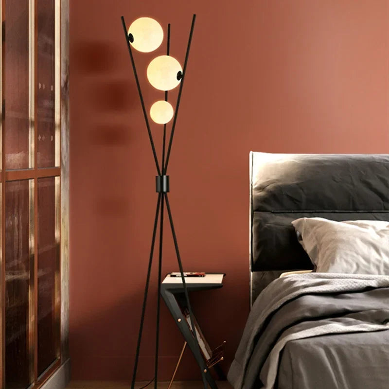 LunaGlow 3D Månlampa golvlampa med modern design och stativ LED!