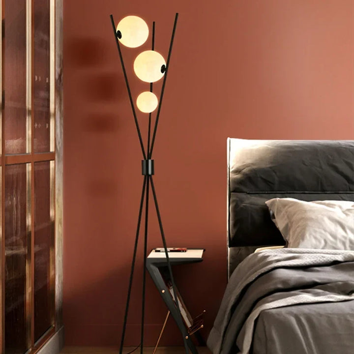 LunaGlow 3D Månlampa golvlampa med modern design och stativ LED!
