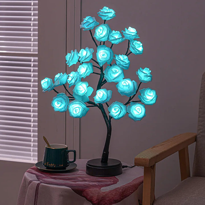 RGB Ros Blomma Träd Lampor 24LED USB Batteri Bordslampa Fe Nattljus Hem Fest Jul Bröllop Sovrum Dekoration Gåva