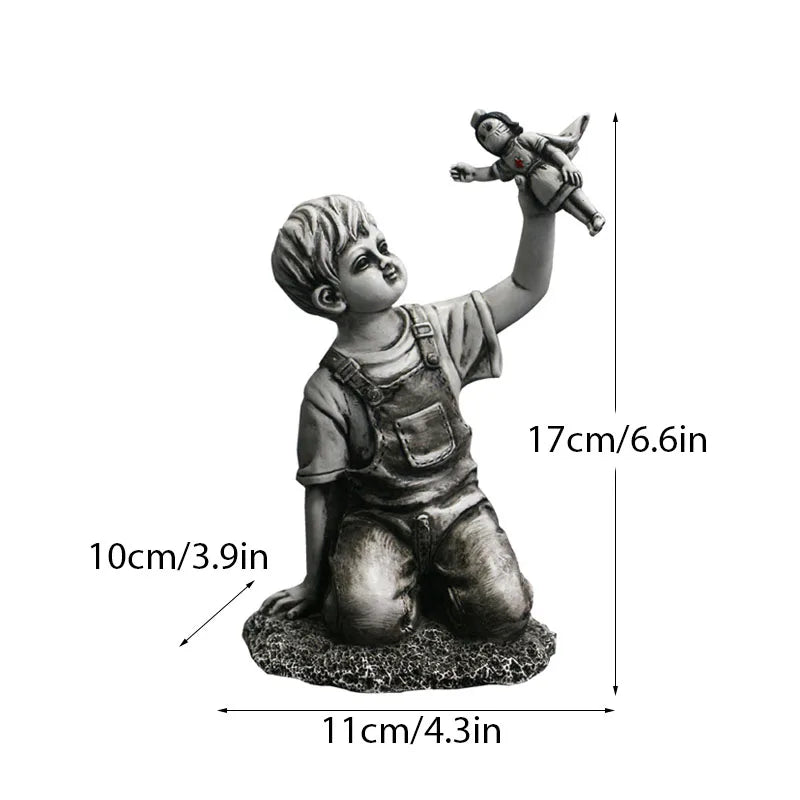 Dropshipping Banksy Skulptur Samling Blomsterkastare Staty Popkonst Modern Ballongflicka Figur Kontor Hem Dekoration
