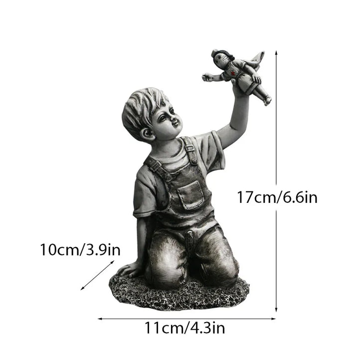 Dropshipping Banksy Skulptur Samling Blomsterkastare Staty Popkonst Modern Ballongflicka Figur Kontor Hem Dekoration