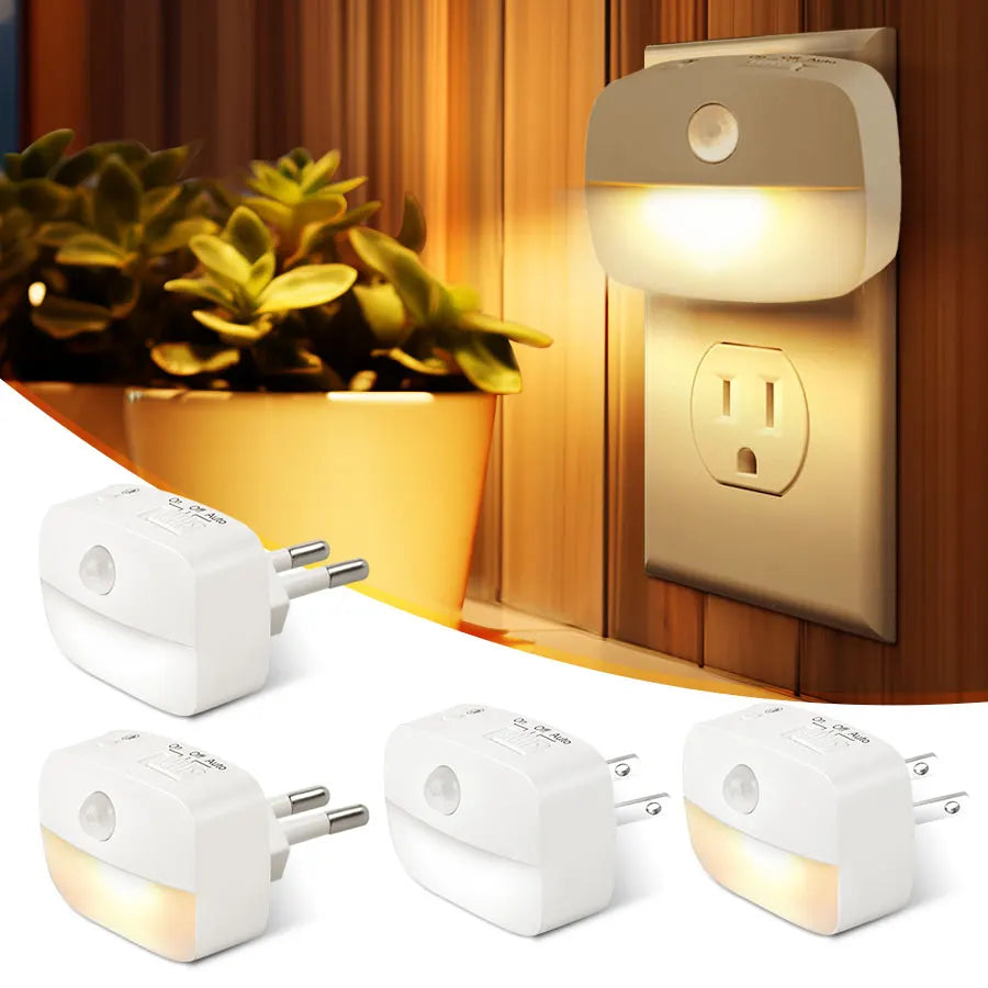 LumoSense LED Nattlampa | Med Rörelse- &amp; Ljus Sensor | Dimbar &amp; Energibesparande | Varm Vit &amp; Kall Vit