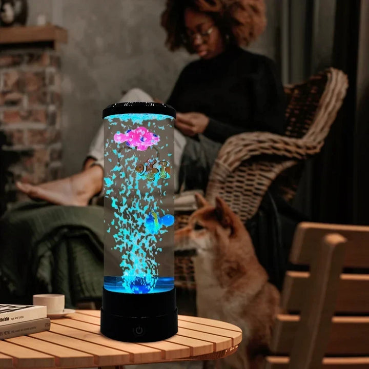 Simulerad LED färgglad stor bubbel fiskljus akvarium tank USB nattljus för hem, skrivbord, sovrum, vardagsrum