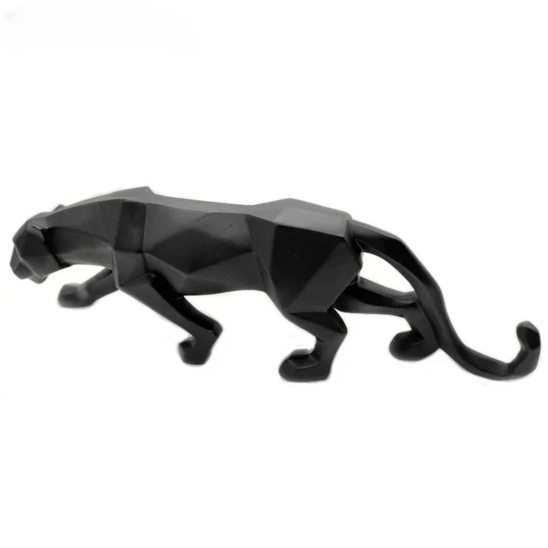 Pantherstaty, Djurfigur, Abstrakt Geometrisk Stil, Resin, Leopard Skulptur, Hemmakontor, Skrivbordsdekoration, Hantverk