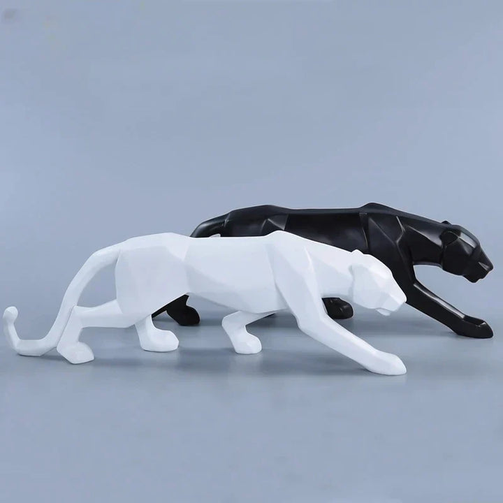 Pantherstaty, Djurfigur, Abstrakt Geometrisk Stil, Resin, Leopard Skulptur, Hemmakontor, Skrivbordsdekoration, Hantverk