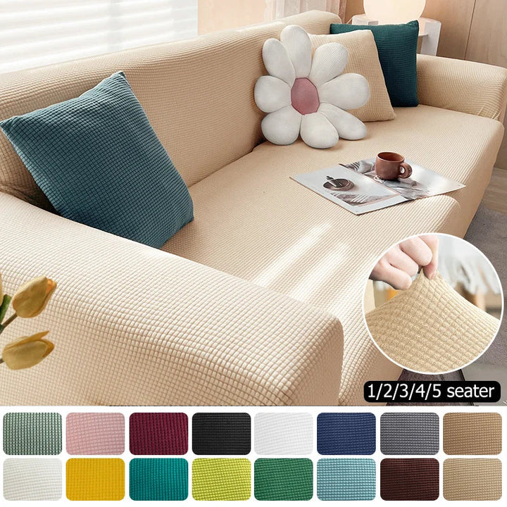 Sofalino Stretch | Elastisk Sofföverdrag | Jacquarddesign | För 1–4 Sittplatser &amp; L-Form