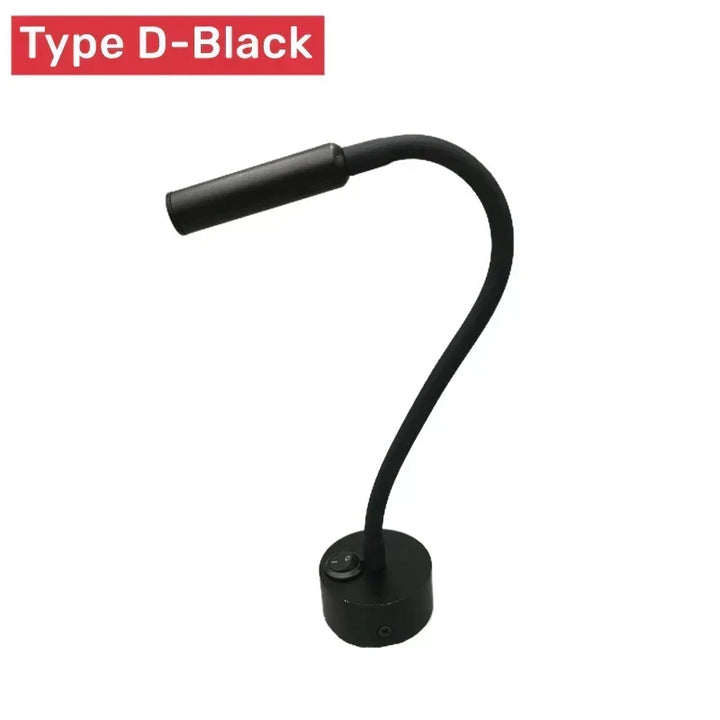 Modern flexibel LED-läslampa för vägg med strömbrytare för sovrum och kontor - 1W/3W